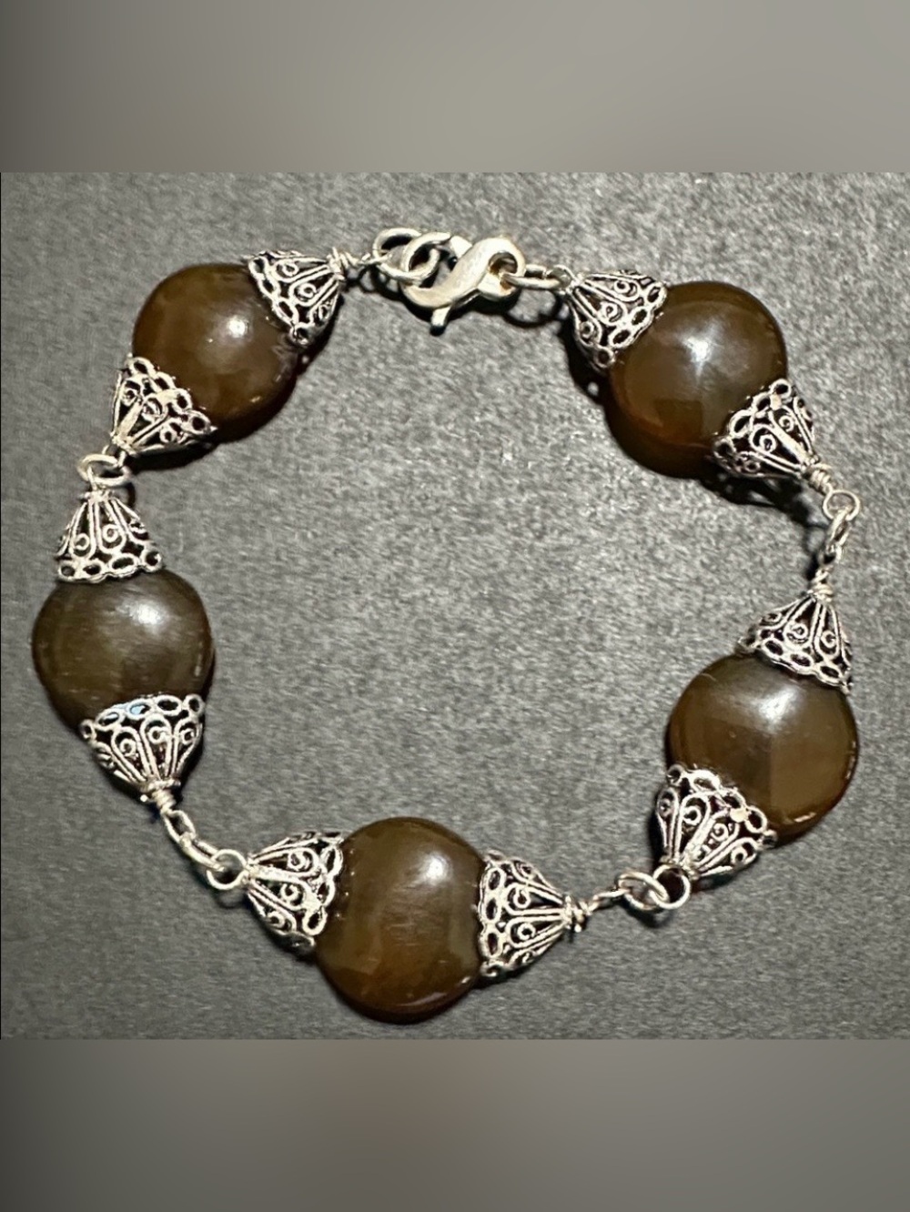 Baltic Dark Amber Polished Natural Stone Link Bracelet